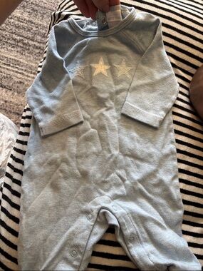 Amy Coe Light Blue Footie with White Stars